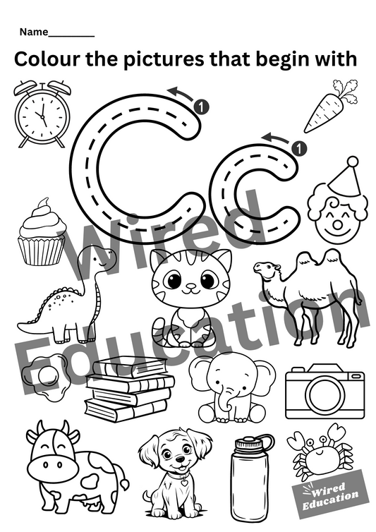Colour the pictures that start with C