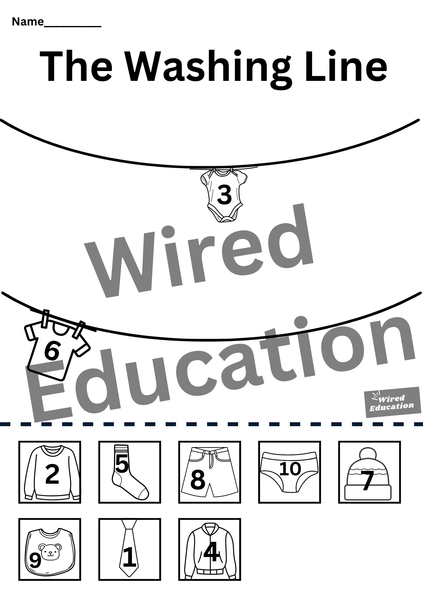 The washing line (numbers to 10)
