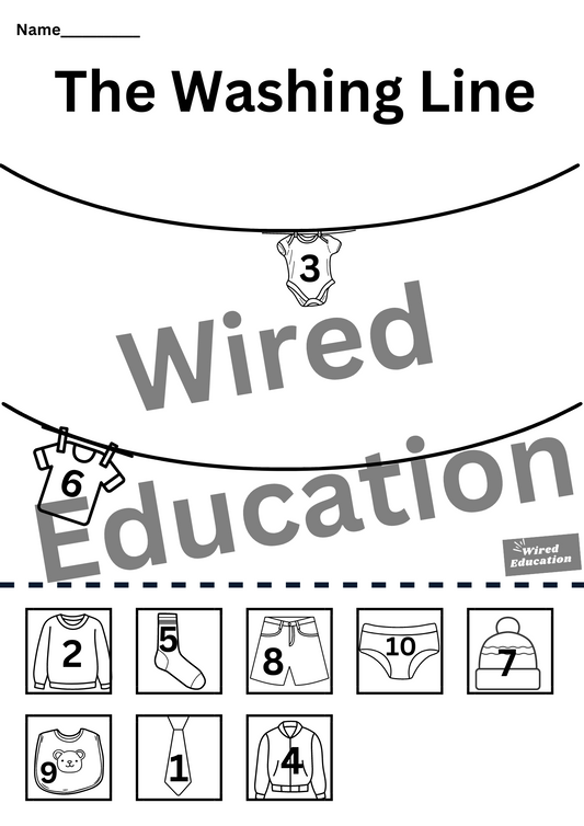 The washing line (numbers to 10)