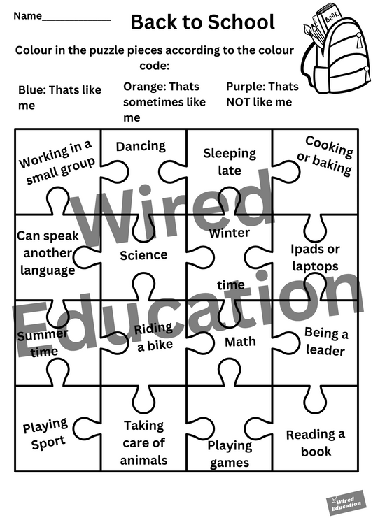 Jigsaw Colour back to school