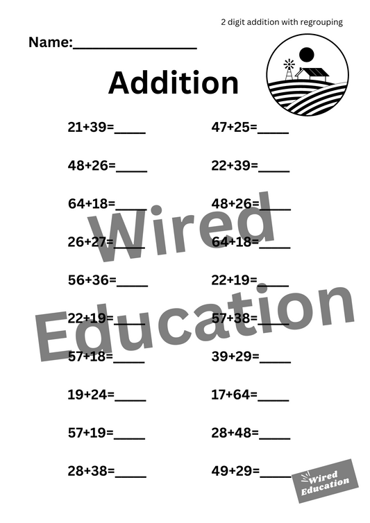 Addition (2 digit with regroupings)