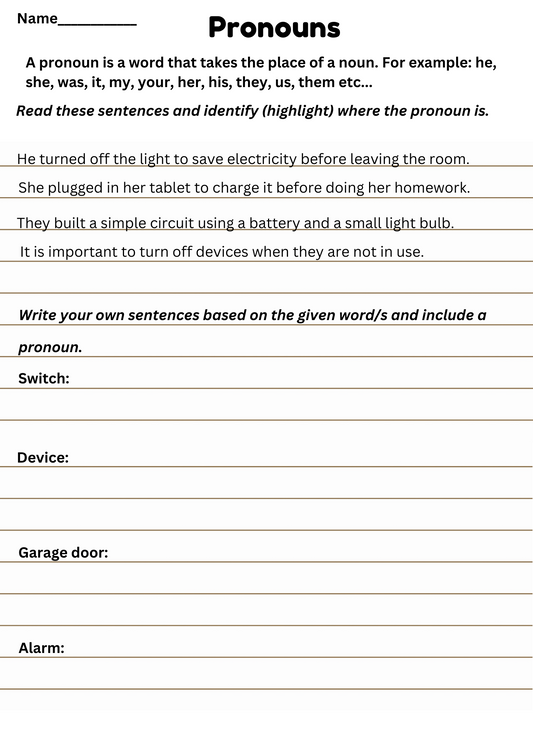 Using Pronouns based on electricity