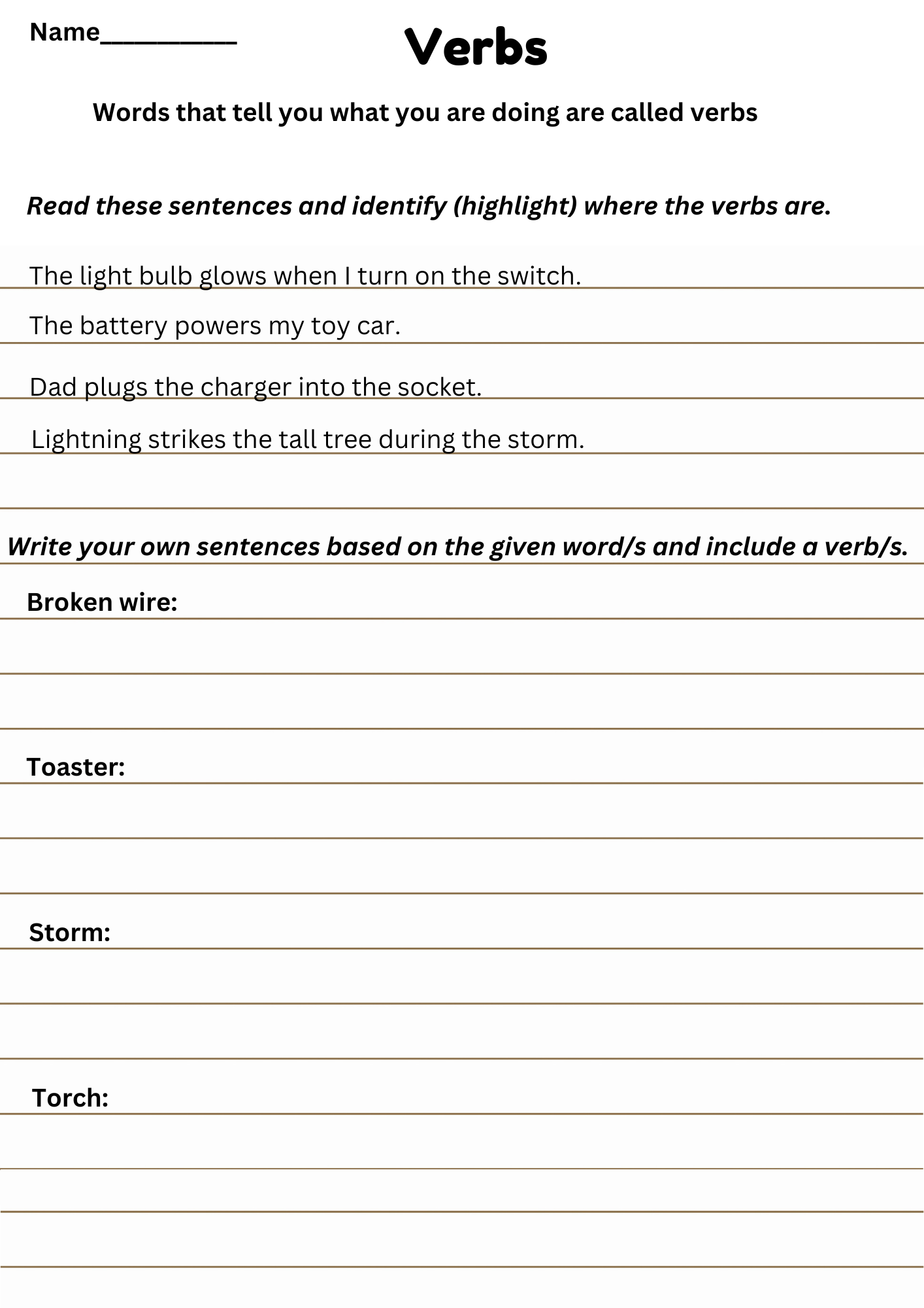 Using Verbs based on electricity