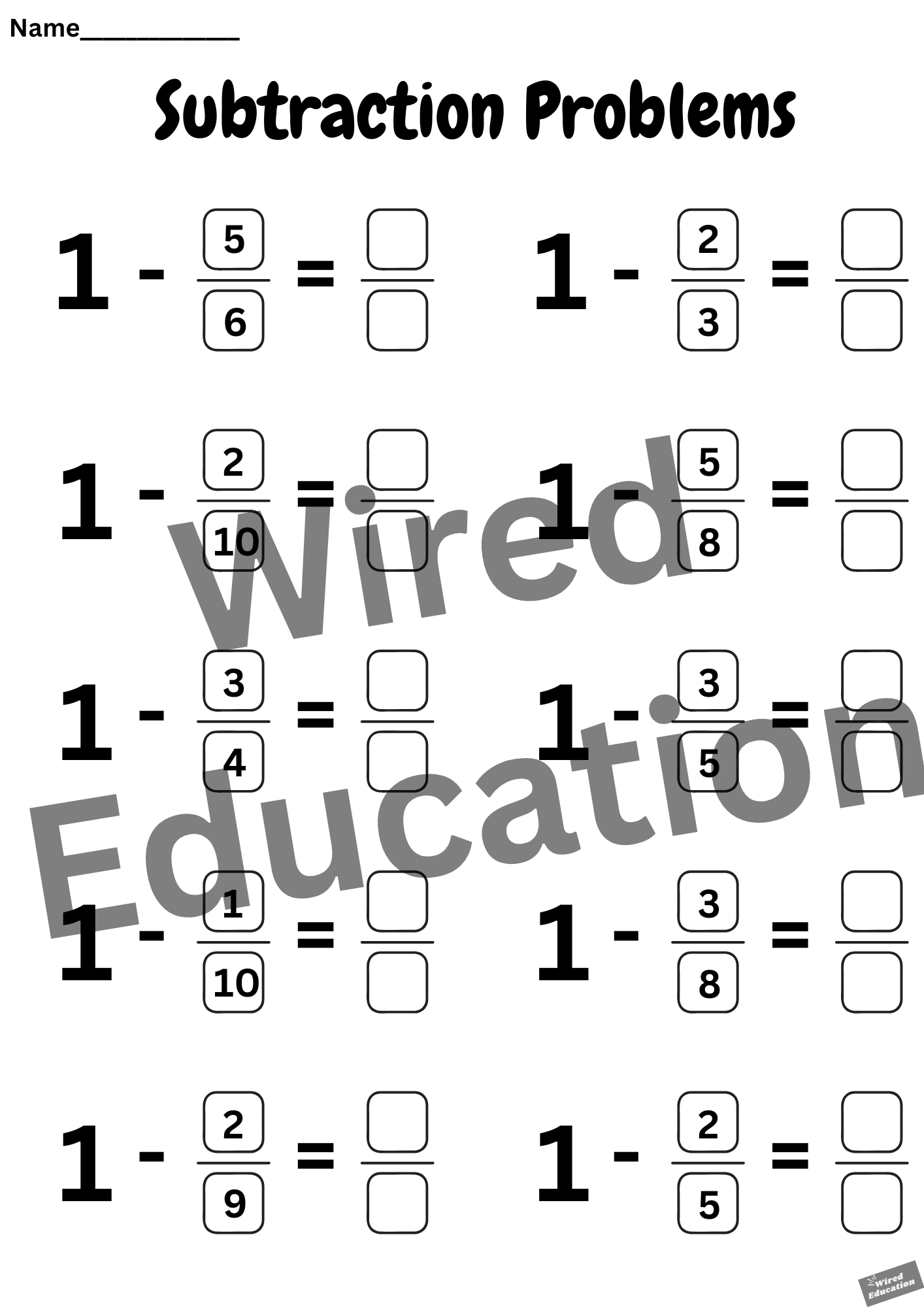 Whole number subtraction