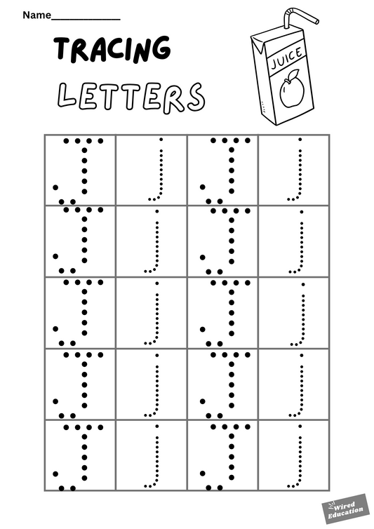 Letter tracing Jj