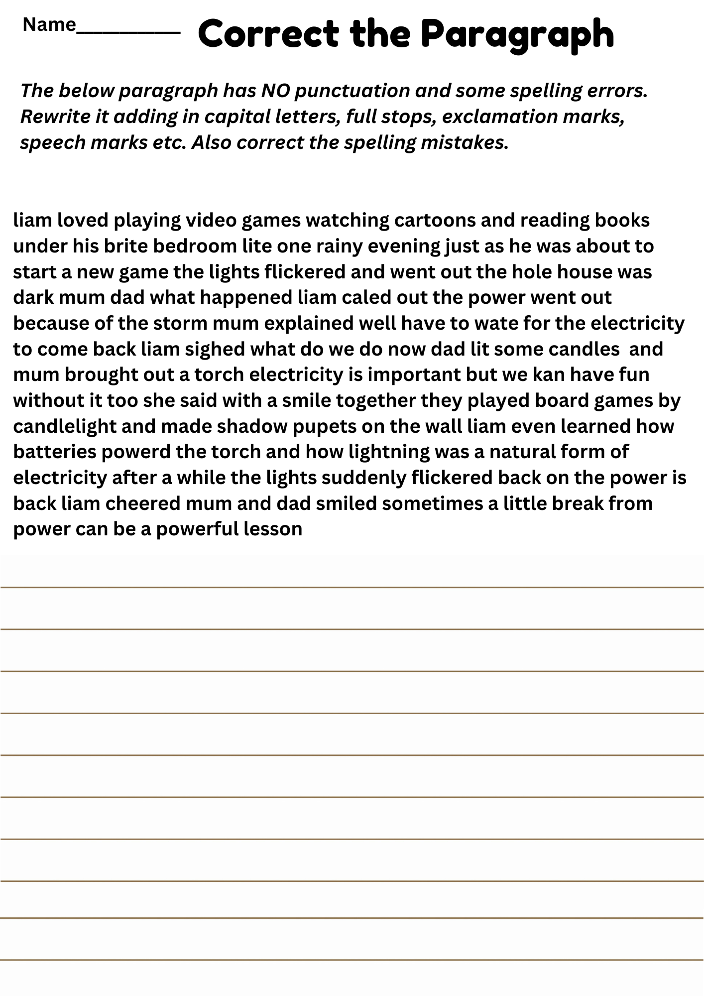 Correct the paragraph based on electricity