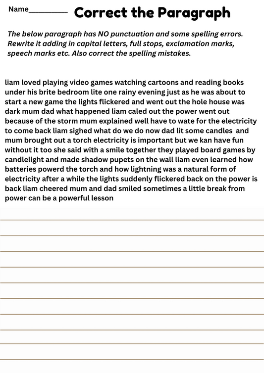 Correct the paragraph based on electricity