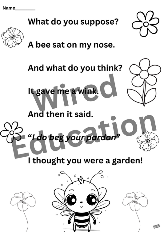 Poem: Bee worksheet