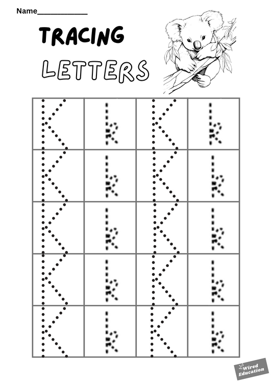 Letter tracing Kk