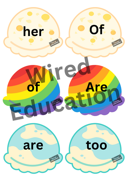 heart words ice creams