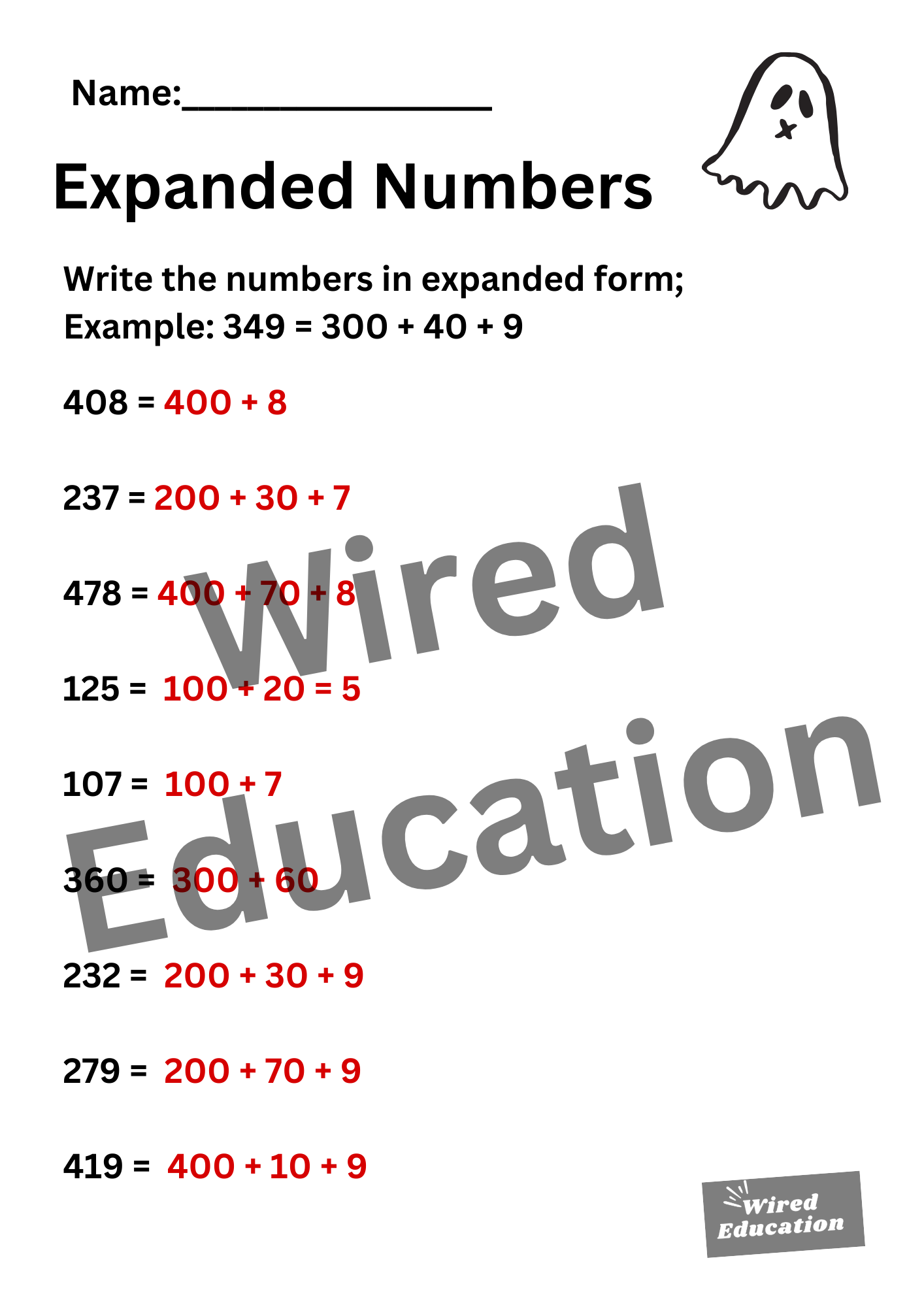 Expanded Numbers (hundreds)