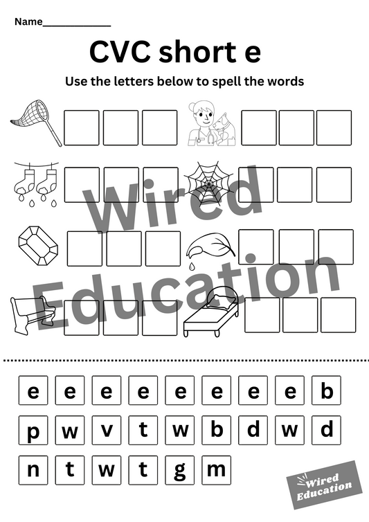 CVC short e spelling