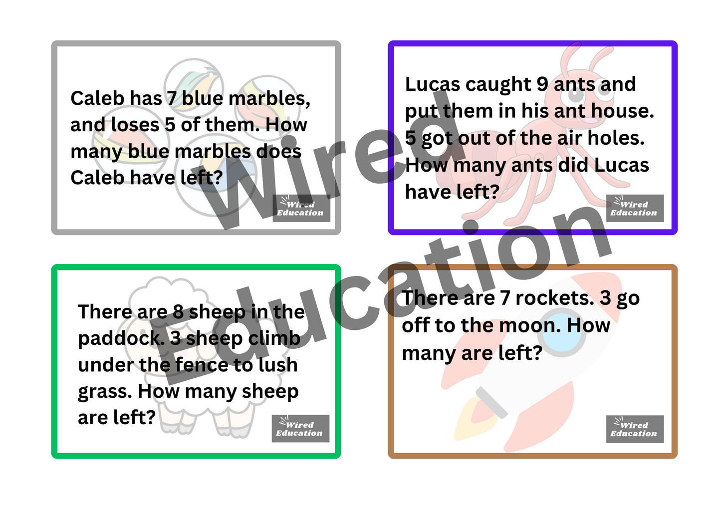 Simple subtraction word problems