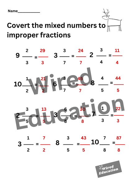 Converting mixed numbers to improper fractions