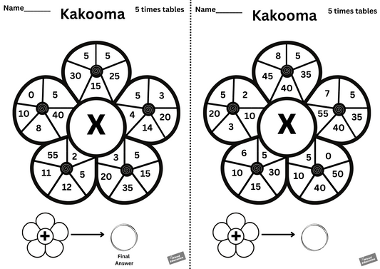 Kakooma 5X tables