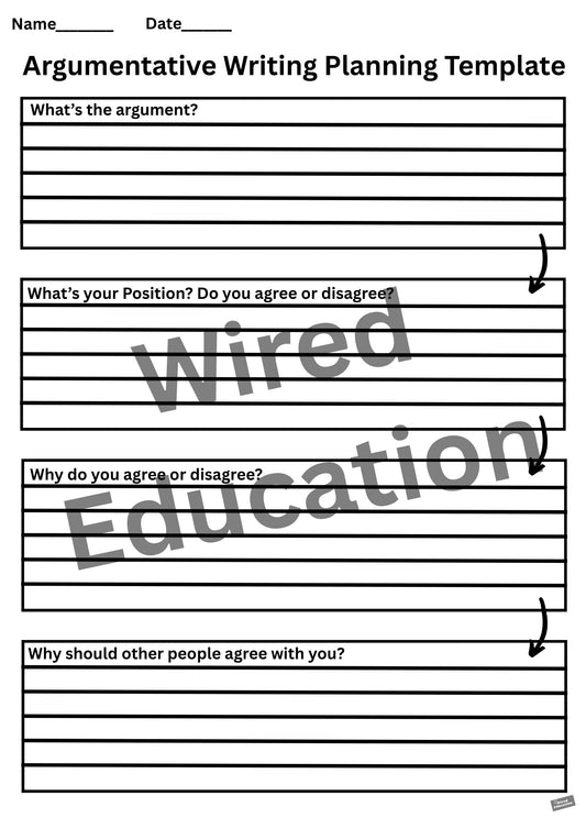 Argumentative writing planning template