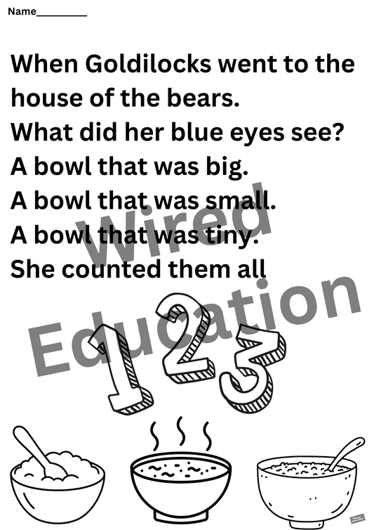 Poem: Goldilocks worksheet