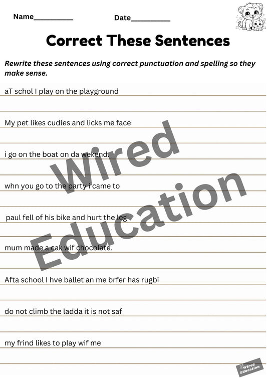Correct these sentences