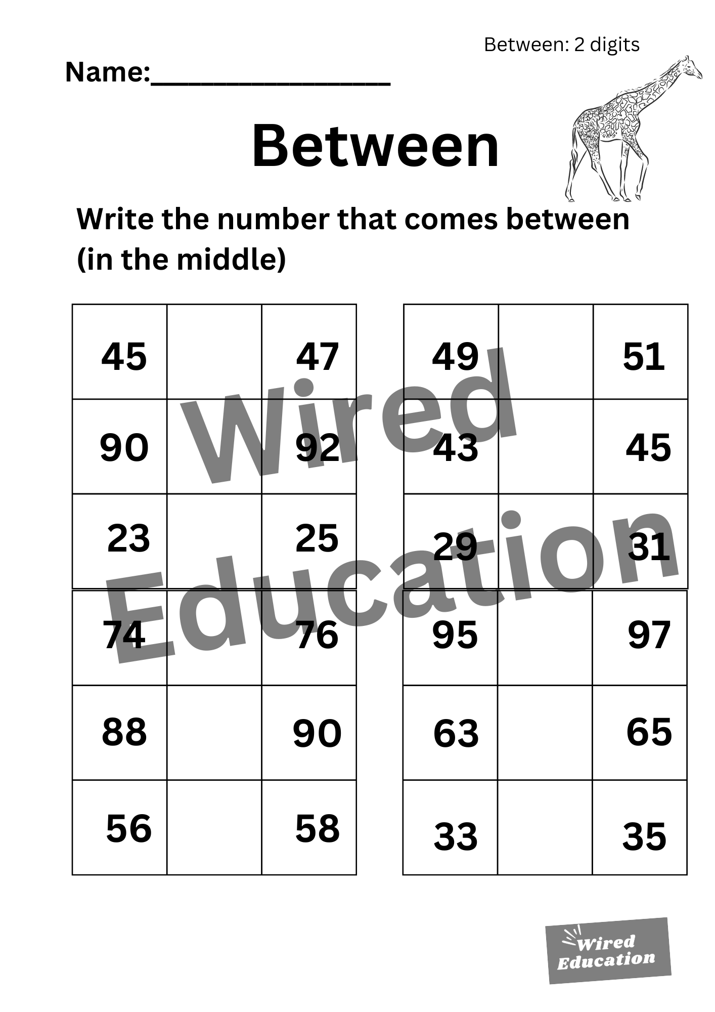 Between 2 digits