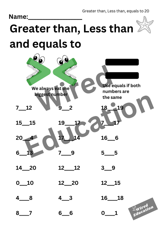 Greater than, less than (under 20)