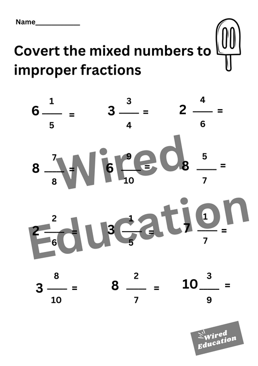 Converting mixed numbers to improper fractions