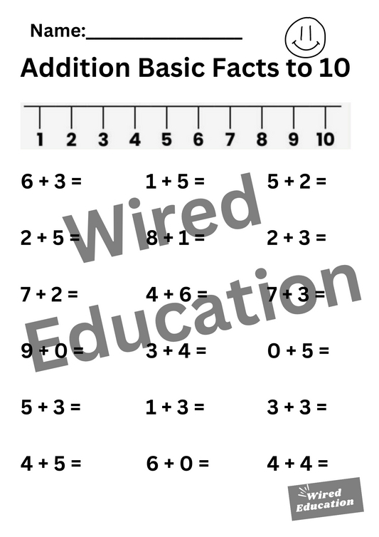 Addition Basic facts to 10