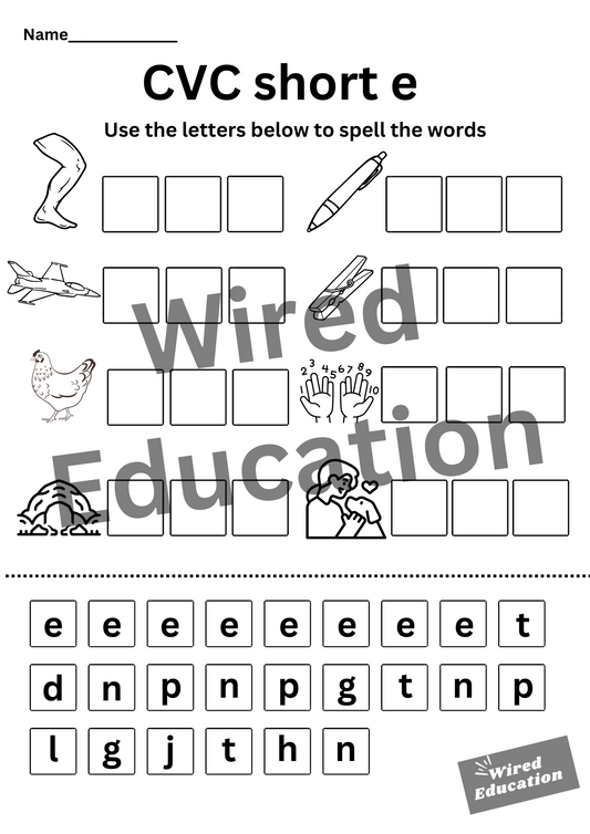 CVC short e spelling