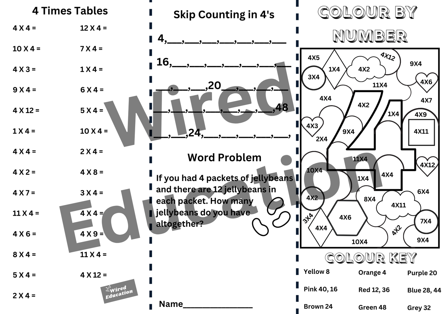 4 Times Table Brochure