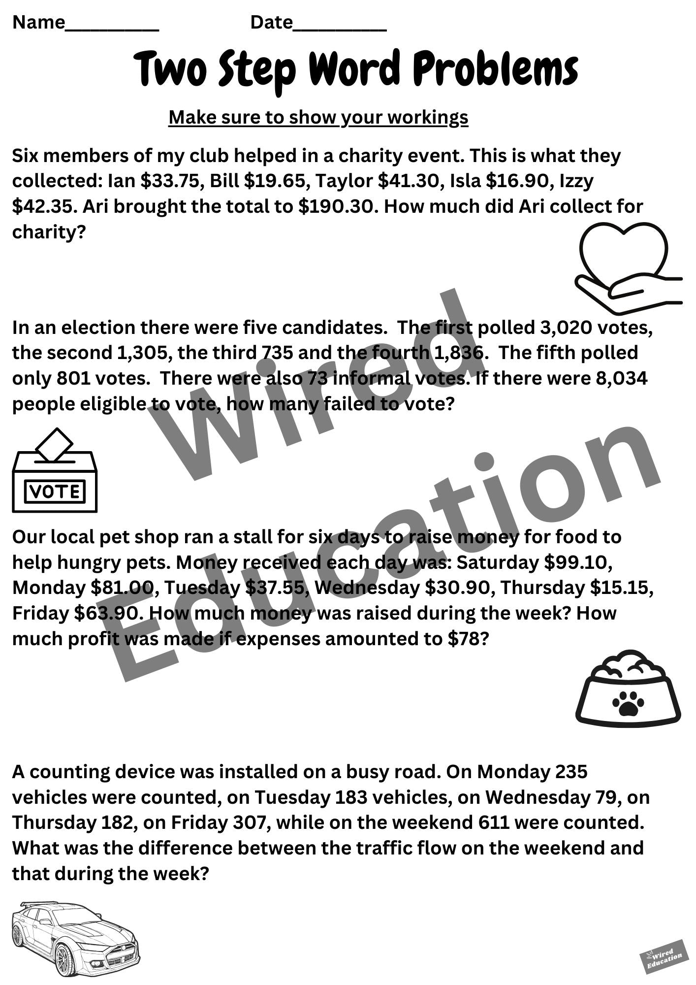 Two Step Word Problems