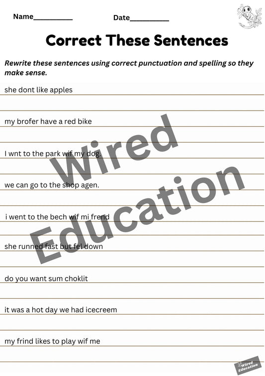 Correct these sentences