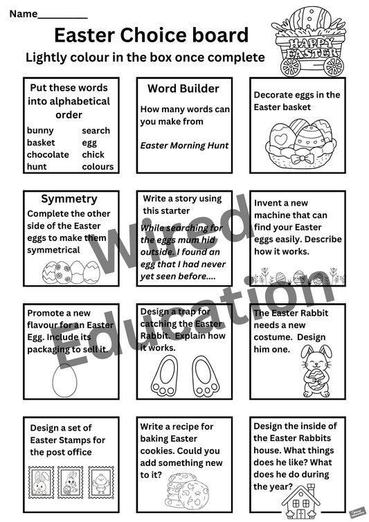 Easter Choice Board