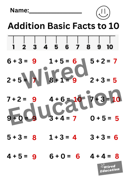Addition Basic facts to 10