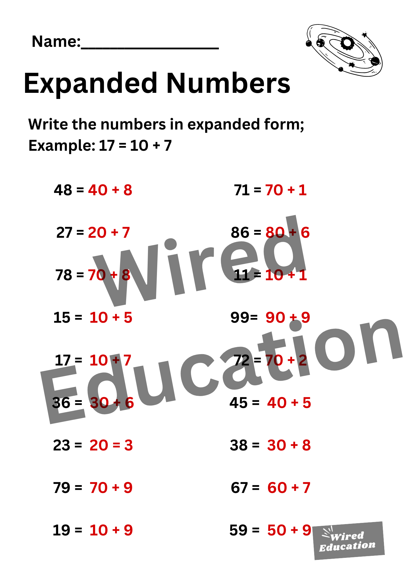 Expanded Numbers (tens)