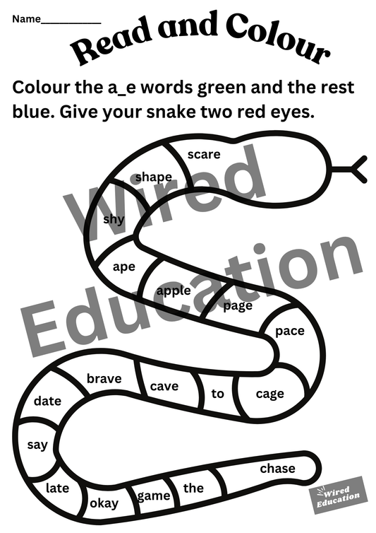 a_e read and colour