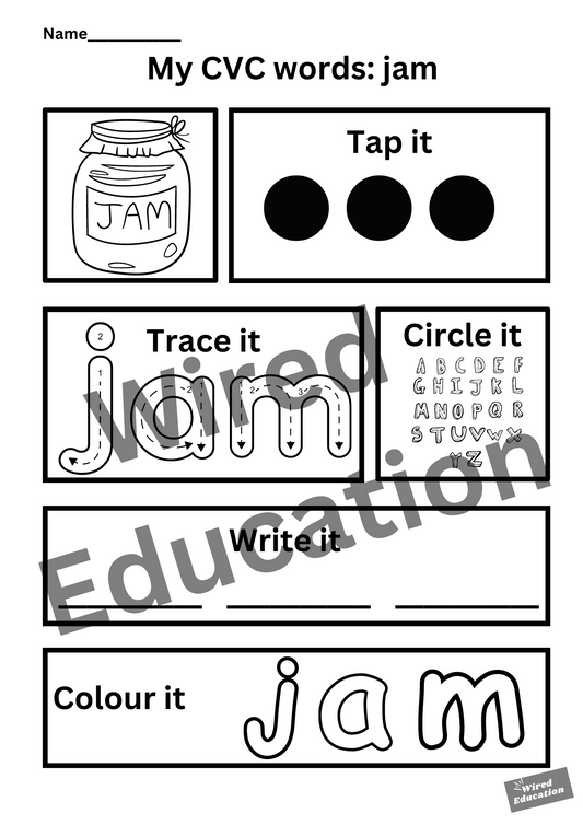 My CVC words- jam