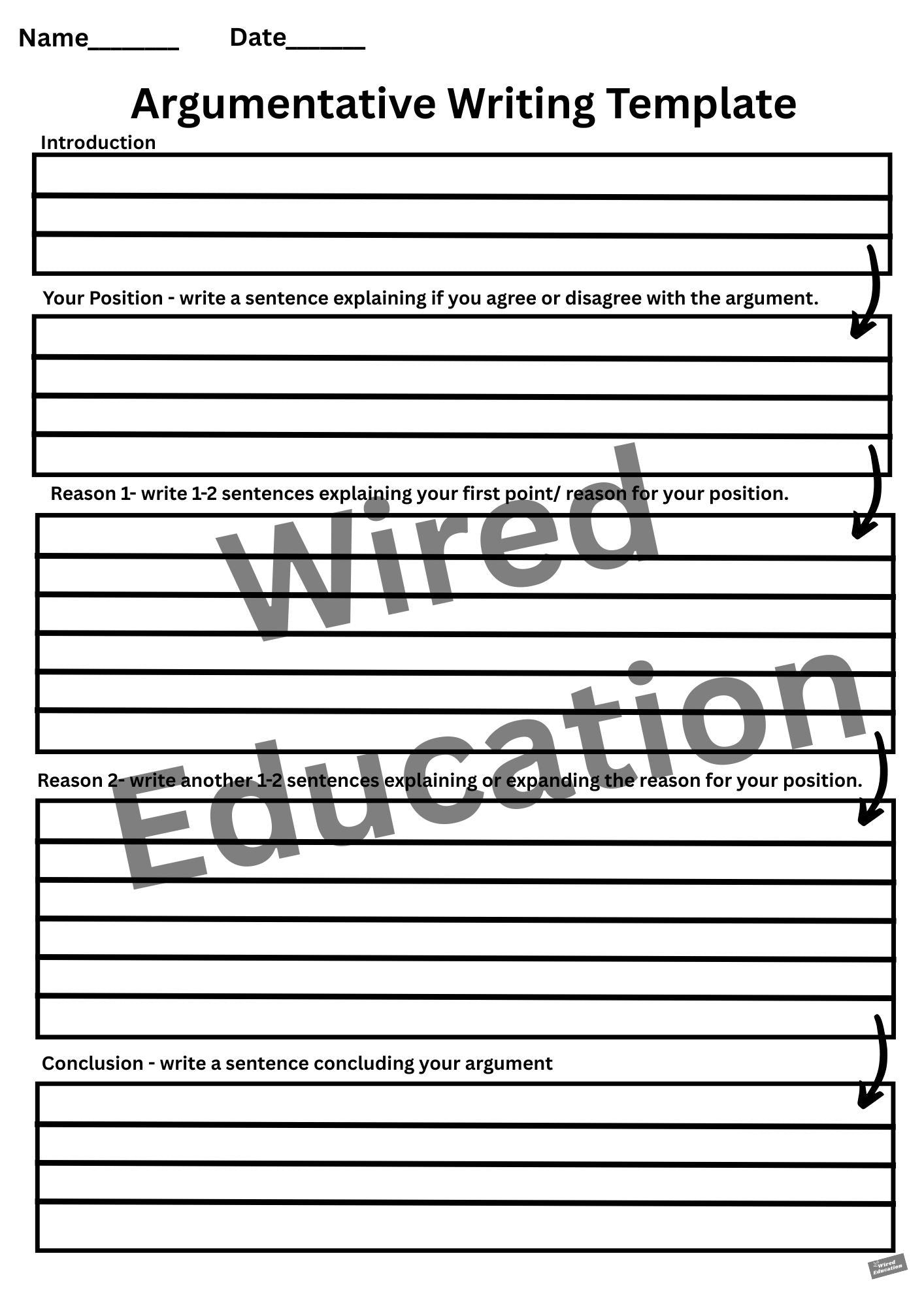 Argumentative writing template