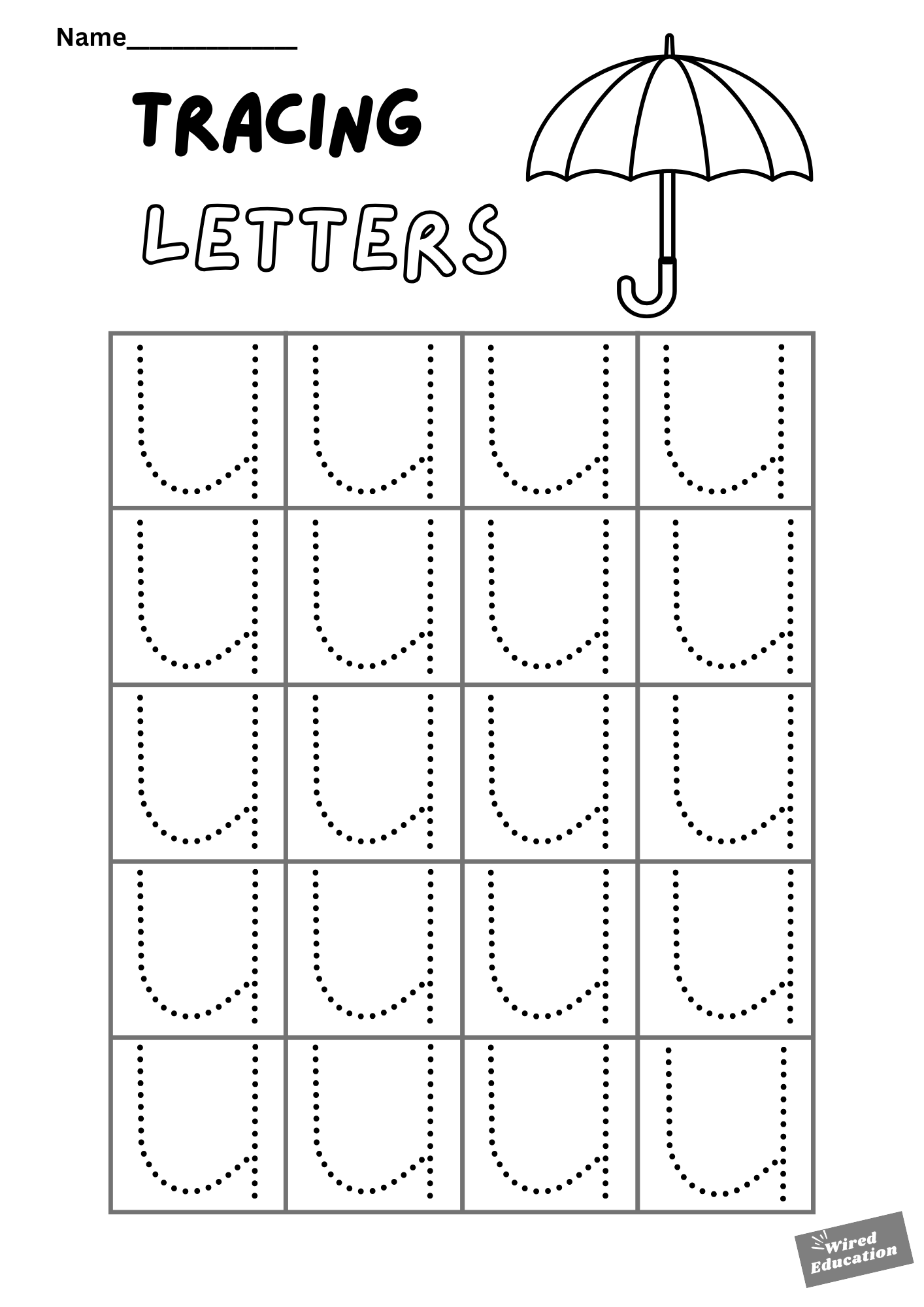 Letter tracing u