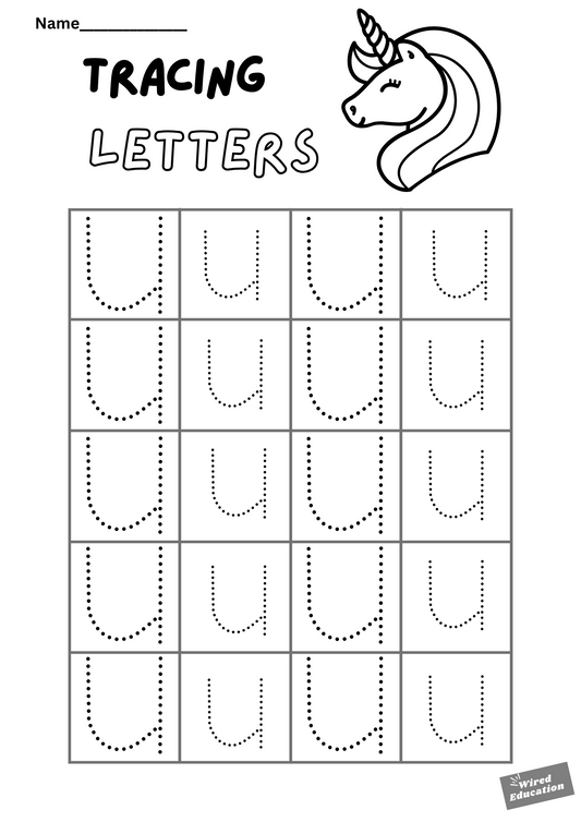 Letter tracing Uu