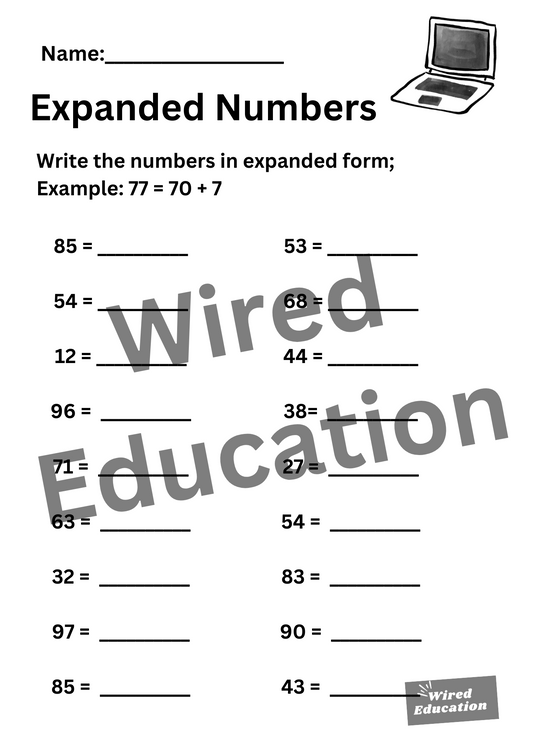 Expanded Numbers (tens)