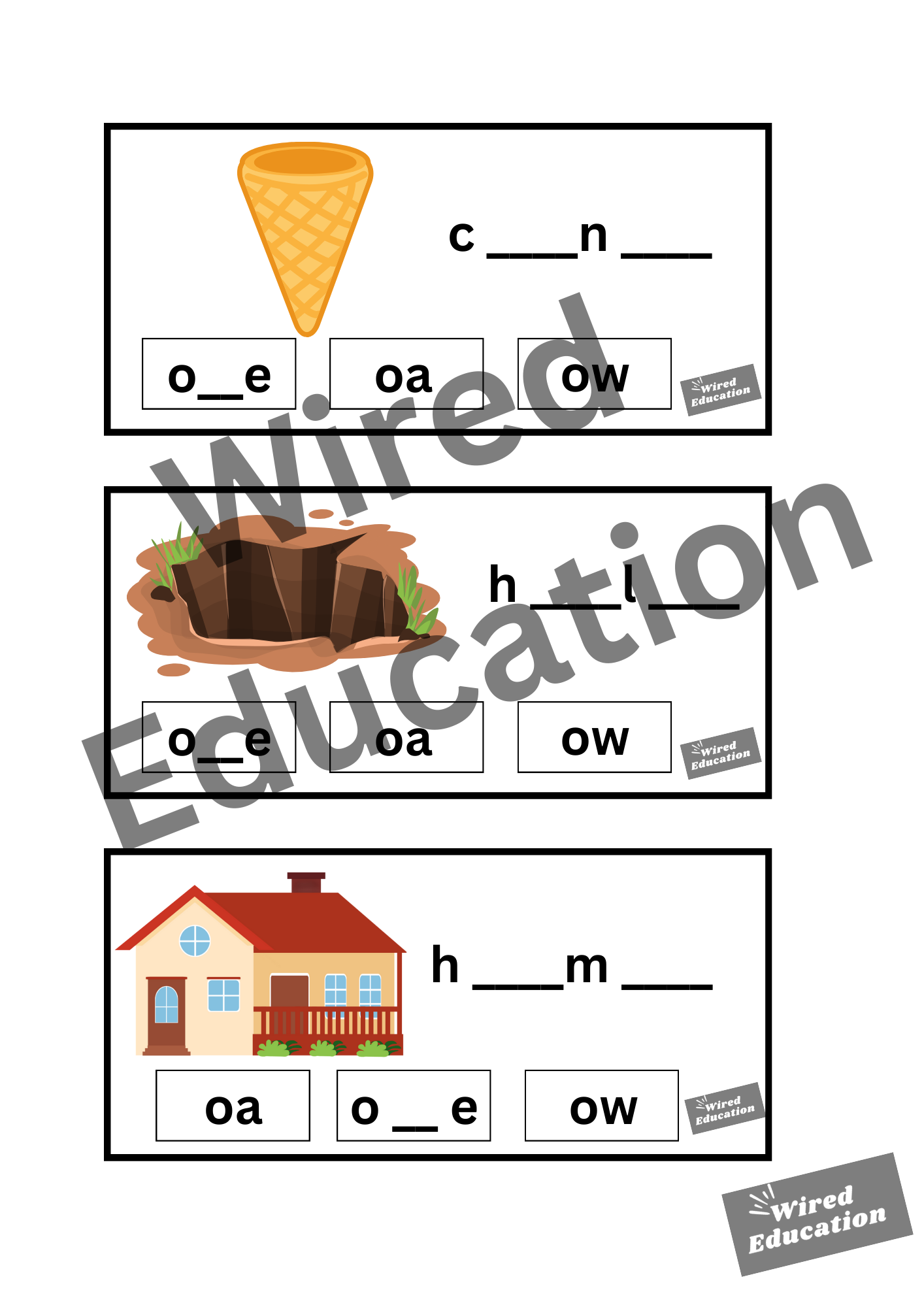 o_e flash cards