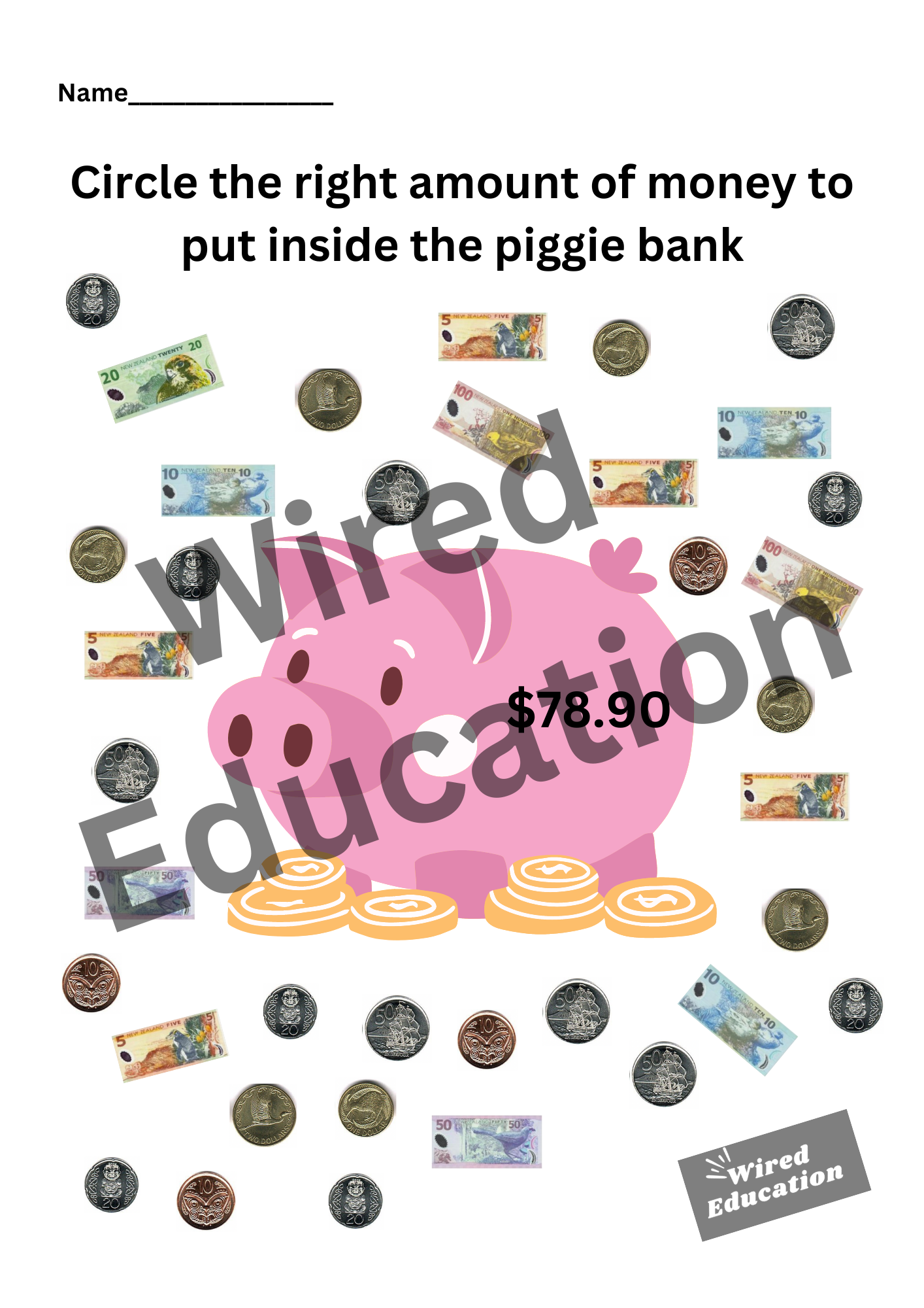 Circle the money $78.90