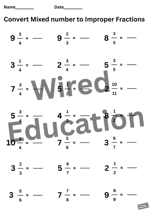 Converting Mixed Fractions to Improper Fractions