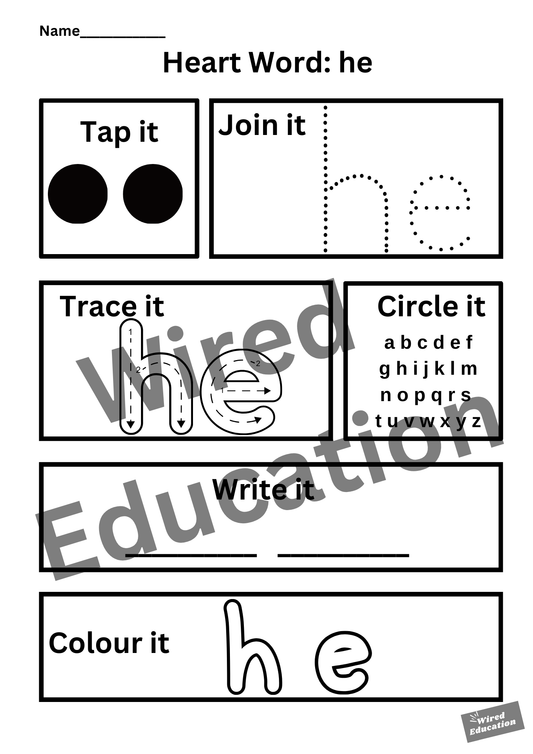 Heart word he