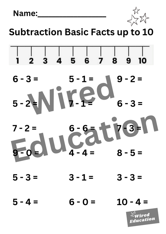 Subtraction Basic Facts up to 10