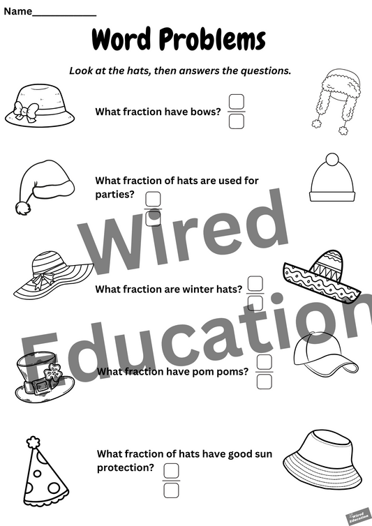 Fraction Hat word problems