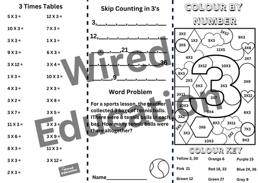 3 Times Table Brochure