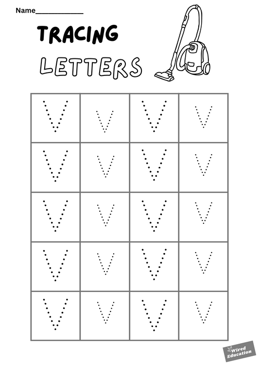 Letter tracing Vv