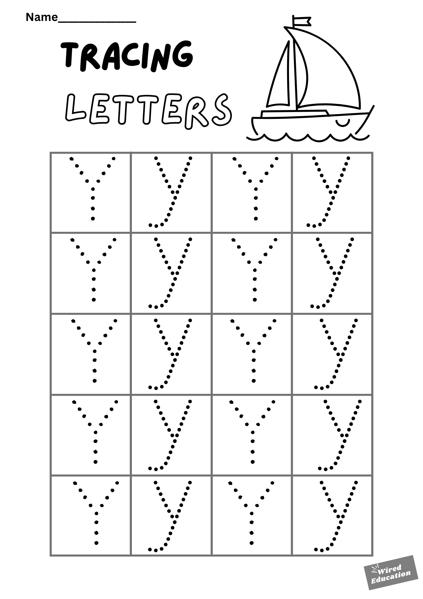 Letter tracing Yy