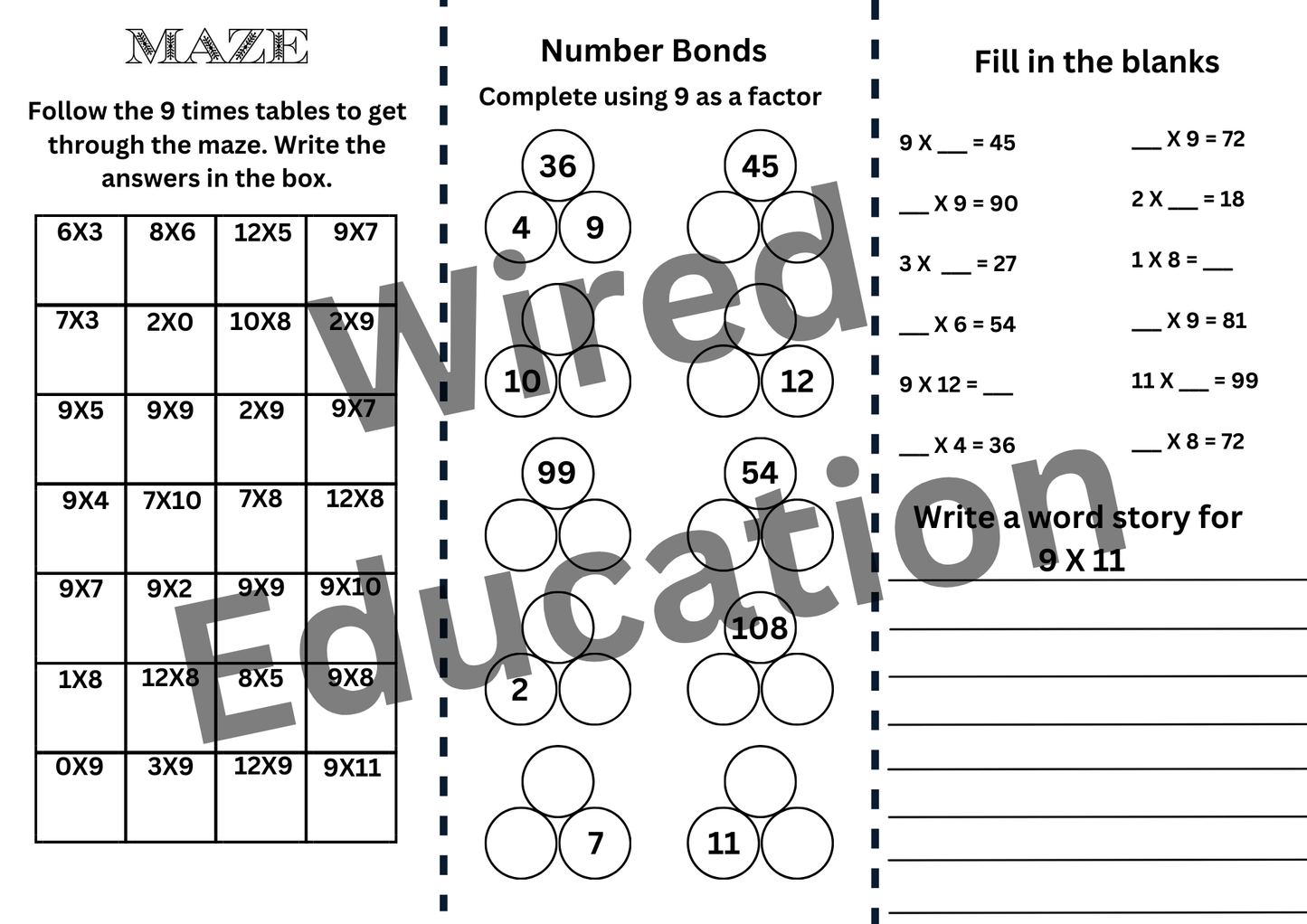 9 Times table brochure