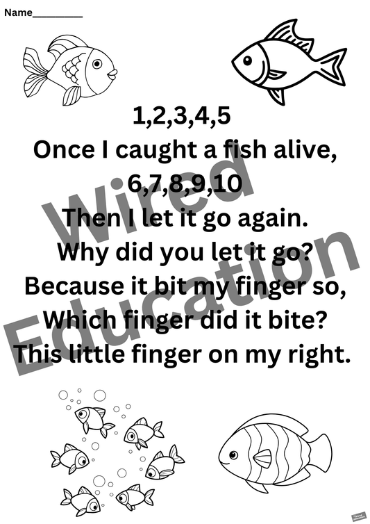 Poem: Once I caught a fish alive worksheet